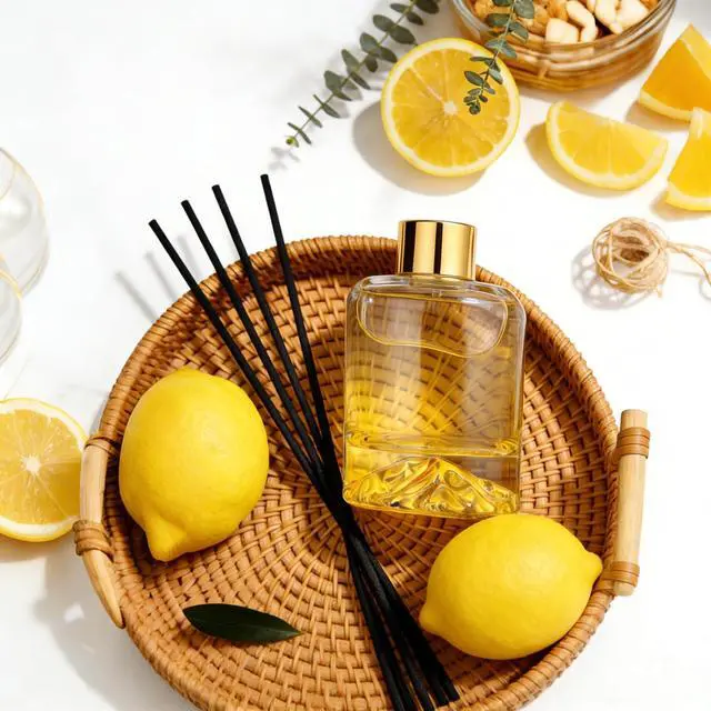 Alt view image 3 of 7 - Reed Diffuser Set, Lemon Verbena Oil Diffusers 5.07 fl oz Scented Diffuser with Sticks Home Fragrance Reed Diffuser for Bathroom Shelf Decor