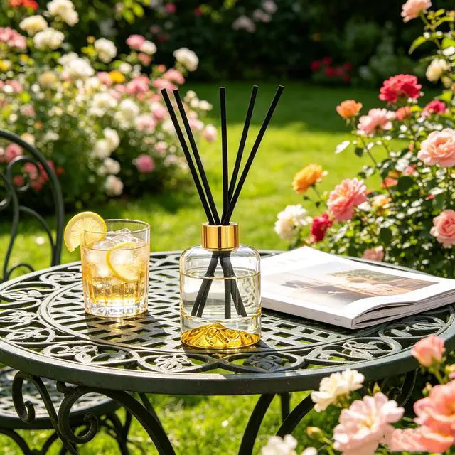 Alt view image 5 of 7 - Reed Diffuser Set, Lemon Verbena Oil Diffusers 5.07 fl oz Scented Diffuser with Sticks Home Fragrance Reed Diffuser for Bathroom Shelf Decor