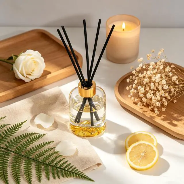 Alt view image 7 of 7 - Reed Diffuser Set, Lemon Verbena Oil Diffusers 5.07 fl oz Scented Diffuser with Sticks Home Fragrance Reed Diffuser for Bathroom Shelf Decor