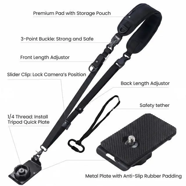 Alt view image 2 of 6 - Camera Neck Strap with Quick Release and Safety Tether