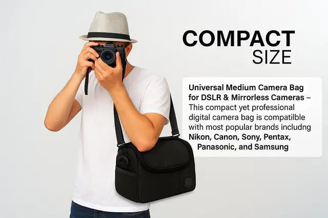 Alt view image 4 of 7 - Medium Camera Bag Case Soft Padded Camera Equipment Bag for DSLR & Mirrorless Cameras, Fits Nikon Canon Sony, Protective Shoulder Carry Bag