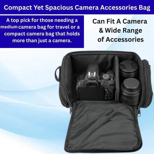 Alt view image 6 of 7 - Medium Camera Bag Case Soft Padded Camera Equipment Bag for DSLR & Mirrorless Cameras, Fits Nikon Canon Sony, Protective Shoulder Carry Bag