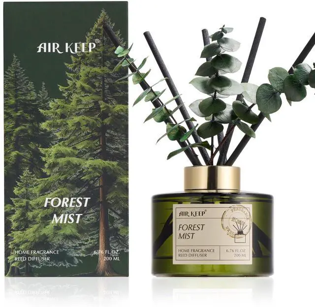 Main image of Reed Diffuser Set with 6.76 fl oz Forest Mist Scent Essential Oils and 3 Leaves & 8 Diffuser Sticks,Bathroom Shelf Decor & Air Freshener, House Bedroom Office Decor & Gifts