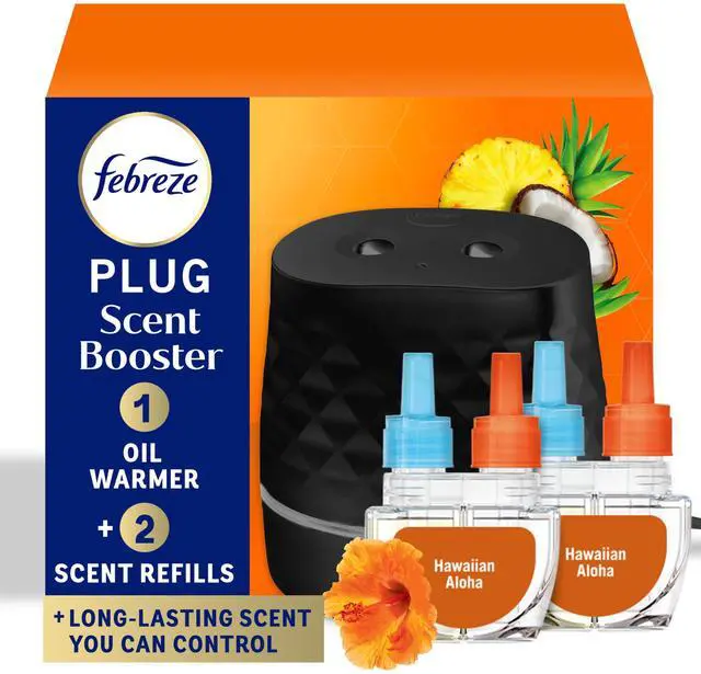 Main image of Plug Scent Booster Starter Kit, Black, Oil Diffuser, Air Freshener Plug in, Continuous Scent Device + 2 Hawaiian Aloha Refill