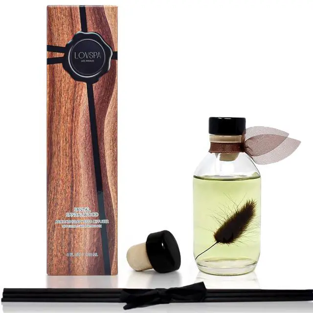 Alt view image 3 of 7 - Reed Diffuser Set, Santal (Sandalwood) Scented Oil Diffuser with Sticks, Home Fragrance Accessories for Bathroom Shelf Decor, Diffusers for Home or Office Fall Decor, USA Made