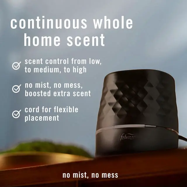 Alt view image 3 of 7 - Plug Scent Booster Starter Kit, Black, Oil Diffuser, Air Freshener Plug in, Continuous Scent Device + 2 Hawaiian Aloha Refill