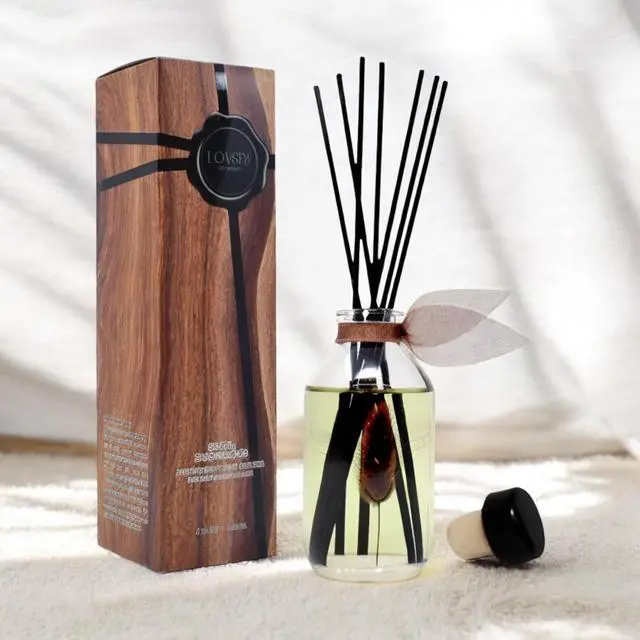 Alt view image 5 of 7 - Reed Diffuser Set, Santal (Sandalwood) Scented Oil Diffuser with Sticks, Home Fragrance Accessories for Bathroom Shelf Decor, Diffusers for Home or Office Fall Decor, USA Made
