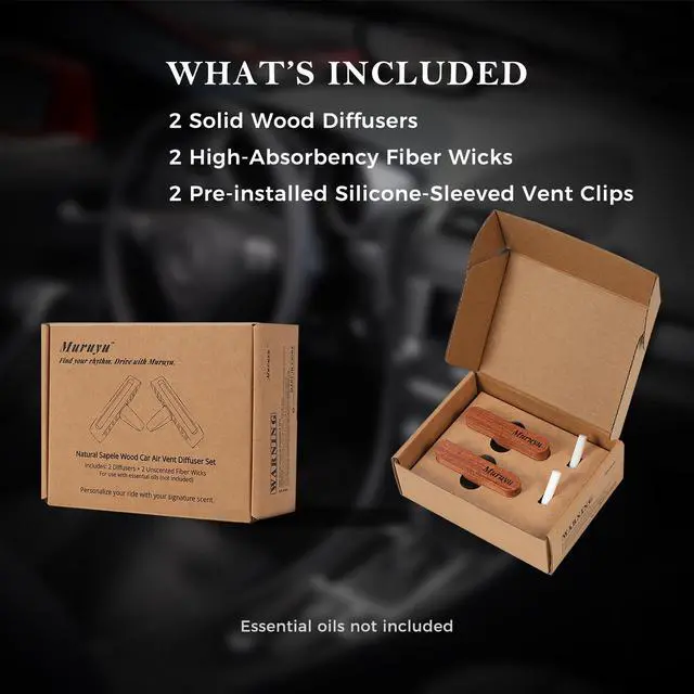 Alt view image 6 of 7 - 2-Pack Sapele Wood Car Vent Diffuser