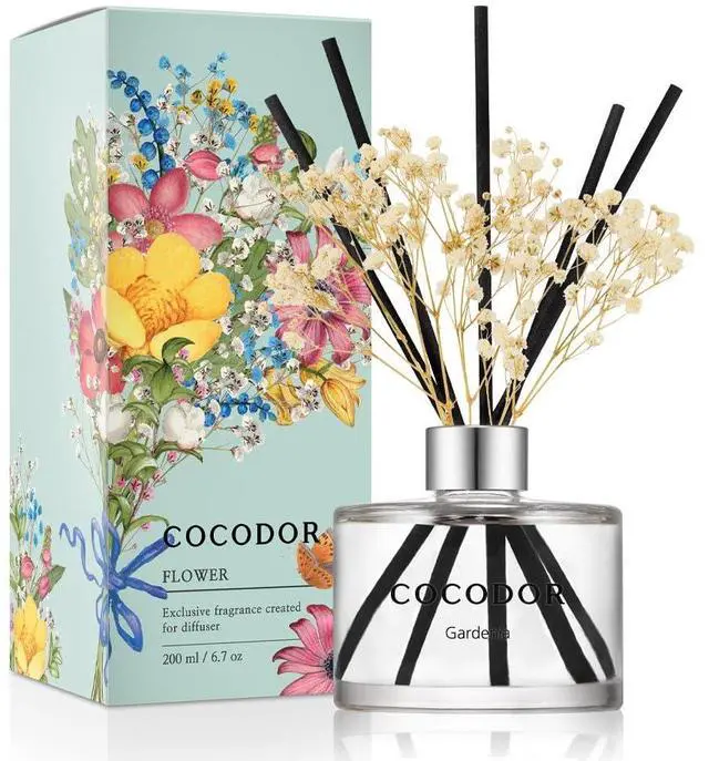 Main image of Flower Reed Diffuser Set / 6.7oz / Gardenia/Scent Diffuser with Sticks Home Fragrance Reed Diffuser for Bathroom Shelf Decor for Women