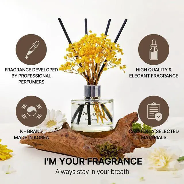 Alt view image 2 of 7 - Flower Reed Diffuser Set / 6.7oz / Gardenia/Scent Diffuser with Sticks Home Fragrance Reed Diffuser for Bathroom Shelf Decor for Women