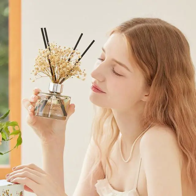 Alt view image 7 of 7 - Flower Reed Diffuser Set / 6.7oz / Gardenia/Scent Diffuser with Sticks Home Fragrance Reed Diffuser for Bathroom Shelf Decor for Women