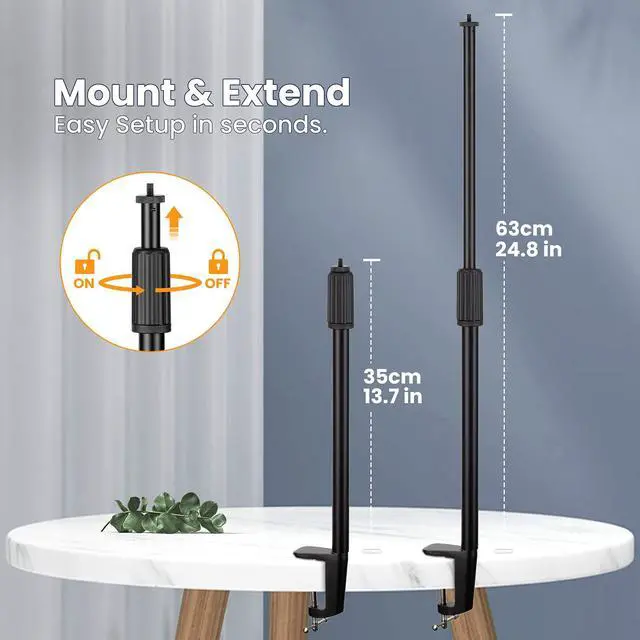 Alt view image 3 of 6 - Desk Light Camera Stand Mount with C Clamp Desktop Monopod