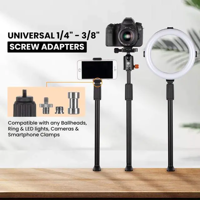 Alt view image 4 of 6 - Desk Light Camera Stand Mount with C Clamp Desktop Monopod
