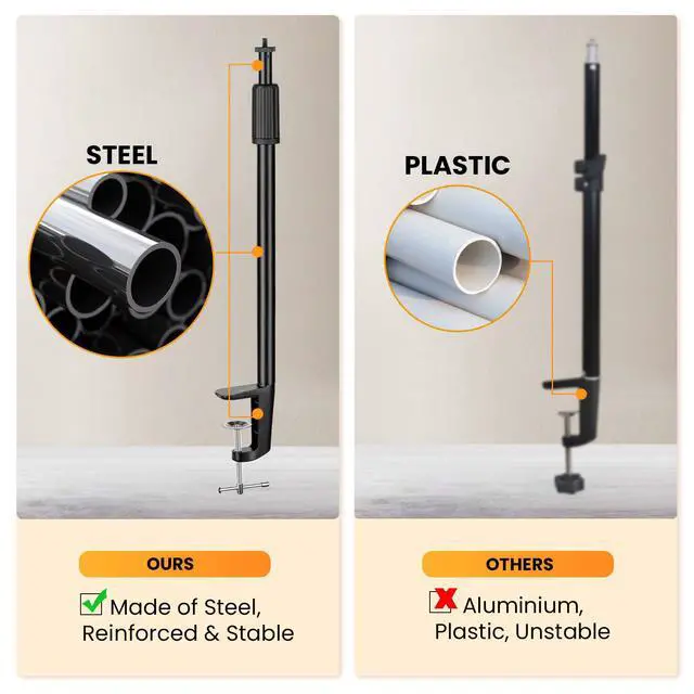 Alt view image 6 of 6 - Desk Light Camera Stand Mount with C Clamp Desktop Monopod