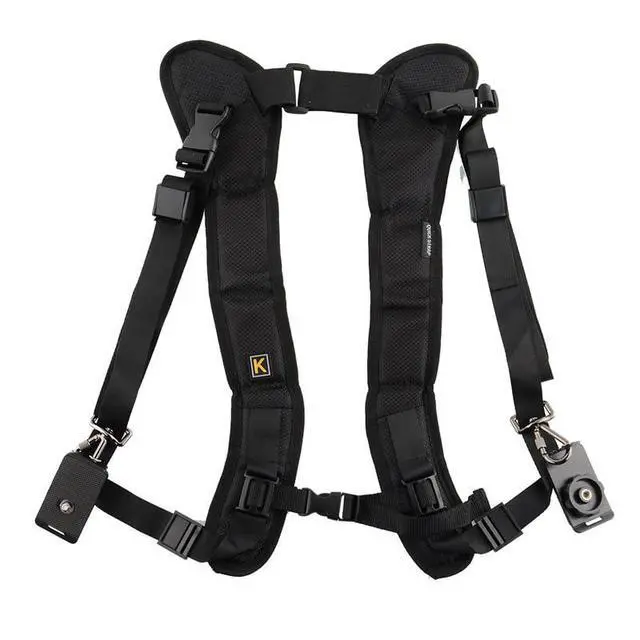 Alt view image 3 of 7 - Dual Shoulder Camera Strap Harness Quick Release Adjustable Double Camera Tether Strap Belt With 1/4 inch Screw for DSLR SLR Camera