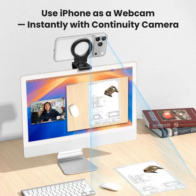 Alt view image 5 of 7 - 360° Continuity Camera iPhone Webcam Mount for iMac&Desktop Monitor