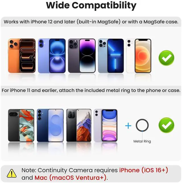 Alt view image 7 of 7 - 360° Continuity Camera iPhone Webcam Mount for iMac&Desktop Monitor