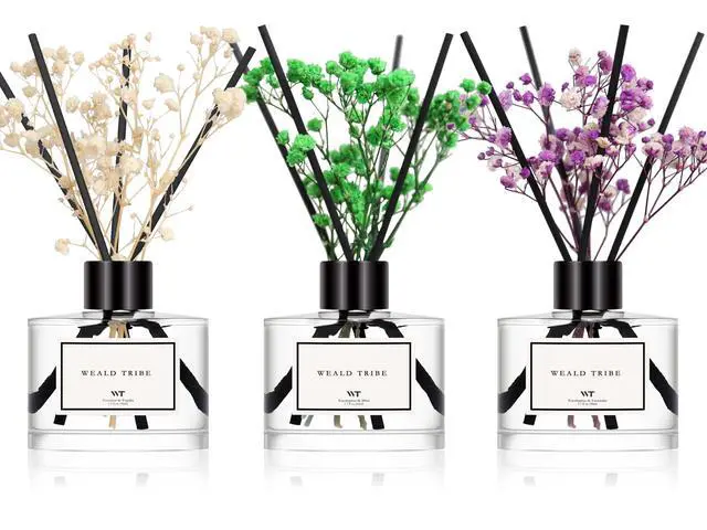 Main image of Flower Reed Diffuser Set of 3 for Bathroom Air Fresheners Shelf Decor, Eucalyptus & Lavender/Coconut & Vanilla/Eucalyptus & Mint Scent(1.7 fl oz/Pack) | Sticks Defusers Essential Oils Home Fragrance