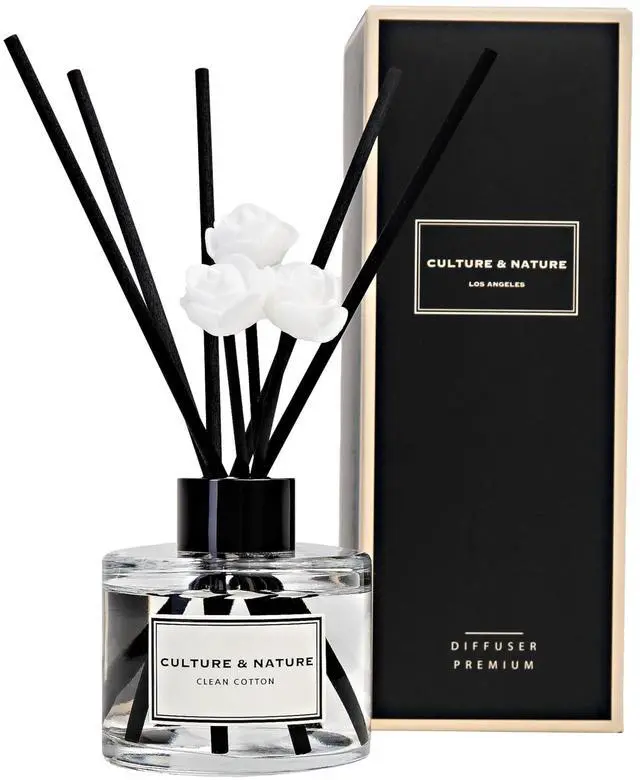 Main image of Reed Diffuser Set 4oz (120ml) Clean Cotton Scented Diffuser with Sticks Home Fragrance Reed Diffuser for Bathroom Shelf Decor