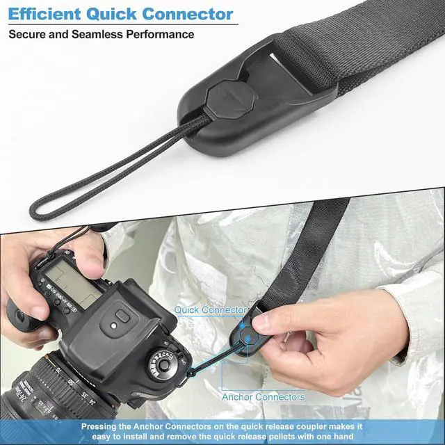 Alt view image 4 of 7 - Adjustable Camera Strap, Universal Camera Strap with Quick Release and Connection, Comes with Comfortable Silicone Shoulder Pads and Base, Smooth and Sturdy, Strap Width 1''(2.5cm)