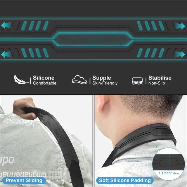 Alt view image 7 of 7 - Adjustable Camera Strap, Universal Camera Strap with Quick Release and Connection, Comes with Comfortable Silicone Shoulder Pads and Base, Smooth and Sturdy, Strap Width 1''(2.5cm)