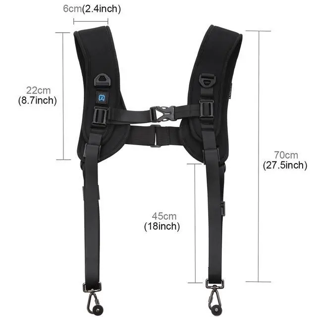 Alt view image 2 of 7 - Dual Camera Shoulder Harness for DSLR SLR Cameras with Quick Release