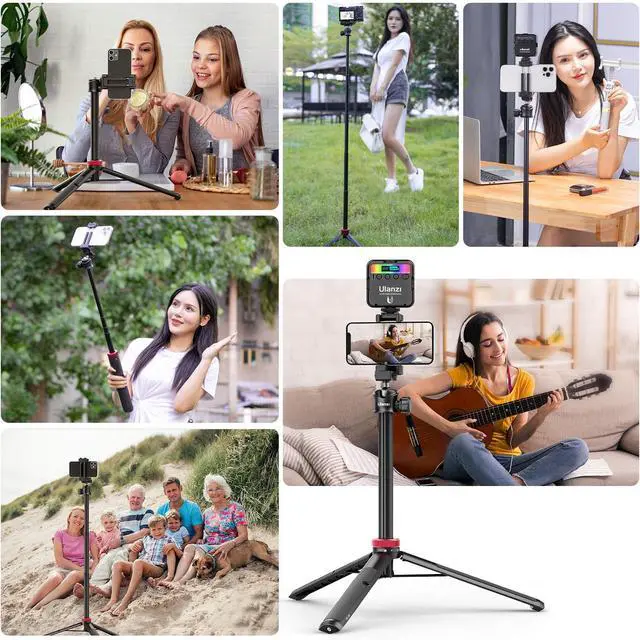 Alt view image 2 of 7 - MT-44 Auto Open Phone Tripod, 59" Extendable Selfie Stick Vlog Stand