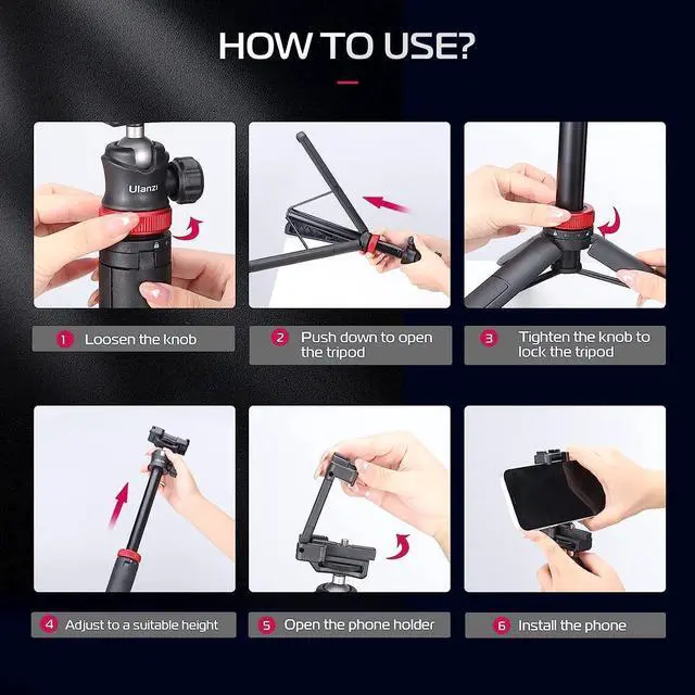 Alt view image 5 of 7 - MT-44 Auto Open Phone Tripod, 59" Extendable Selfie Stick Vlog Stand
