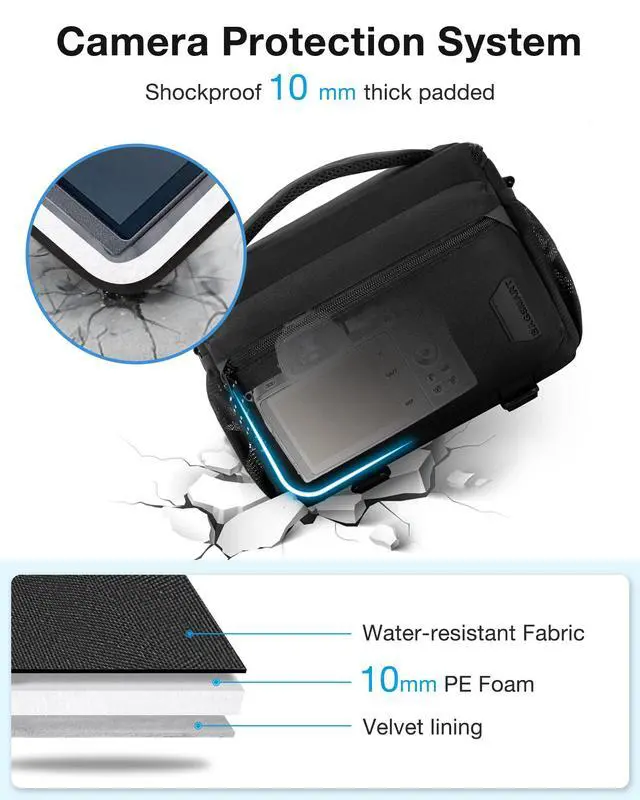 Alt view image 3 of 7 - Camera Sling Bag with Tripod Holder & Rain Cover, Black