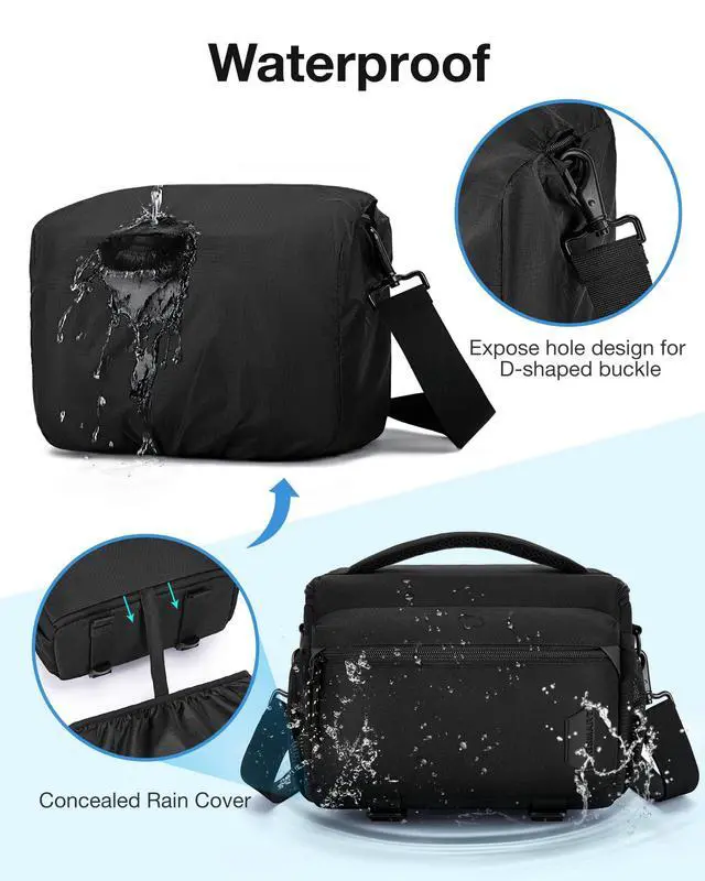Alt view image 5 of 7 - Camera Sling Bag with Tripod Holder & Rain Cover, Black
