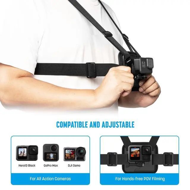 Alt view image 4 of 7 - Chest Mount Strap Harness Chesty for GoPro Hero 13 12 11 10 9 8
