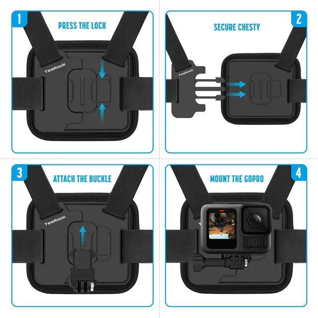 Alt view image 7 of 7 - Chest Mount Strap Harness Chesty for GoPro Hero 13 12 11 10 9 8