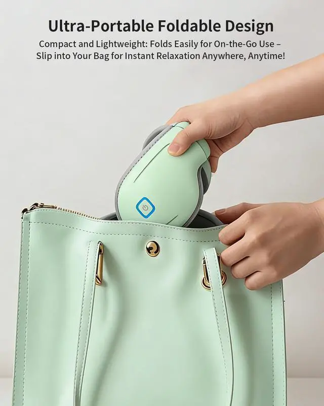 Alt view image 3 of 7 - Eye Massager with Heat and Compression - Avocado Green Heated Eye Mask with Vibration, Bluetooth Music, 6 Modes, Rechargeable 1200mAh Battery for Eye Strain, Dry Eyes, Migraines Relief