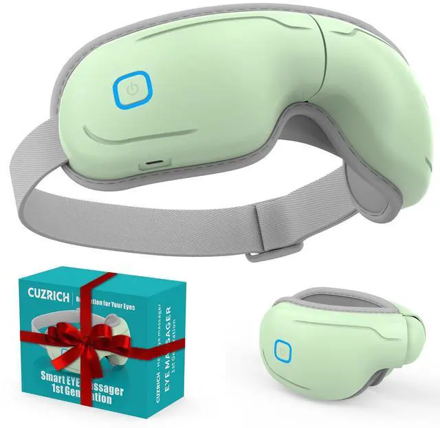 Main image of Eye Massager with Heat and Compression - Avocado Green Heated Eye Mask with Vibration, Bluetooth Music, 6 Modes, Rechargeable 1200mAh Battery for Eye Strain, Dry Eyes, Migraines Relief