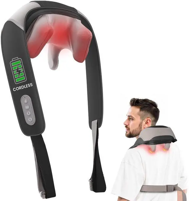Main image of Cordless Neck and Shoulder Massager with Heat, Shiatsu Neck Back Massager Deep Tissue, 3 Massage Intensity & 2 Heating Area, Gifts for Women, Men