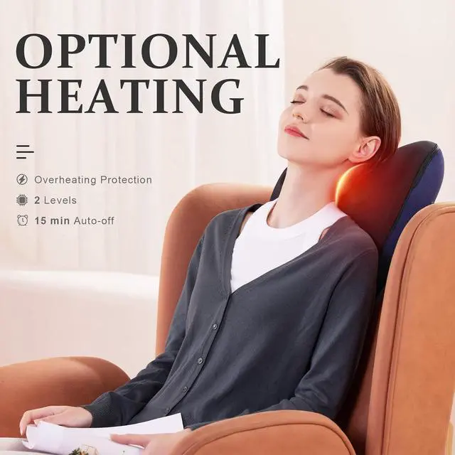 Alt view image 4 of 7 - Shiatsu Neck and Back Massager with Heat, Neck and Shoulder Massagers, Deep Tissue Kneading Massage Pillow for Lower Back, Shoulder, Leg Muscle Pain Relief, Relax Christmas Gift for Woman Man Dad Mom