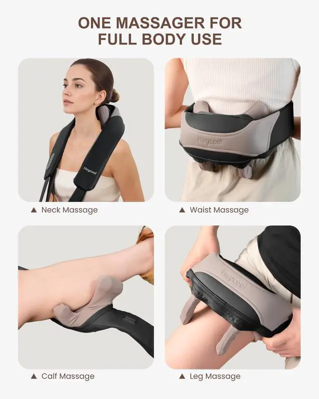 Alt view image 6 of 7 - Cordless Neck and Shoulder Massager with Heat, Shiatsu Neck Back Massager Deep Tissue, 3 Massage Intensity & 2 Heating Area, Gifts for Women, Men