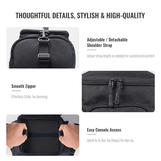 Alt view image 6 of 7 - Carrying Case for Steam Machine with Detachable Shoulder Strap,Large Capacity, Travel Bag Multiple Storage Pockets for Steam Controllers, Games, Cables, Portable Hard Disk and Other Accessories