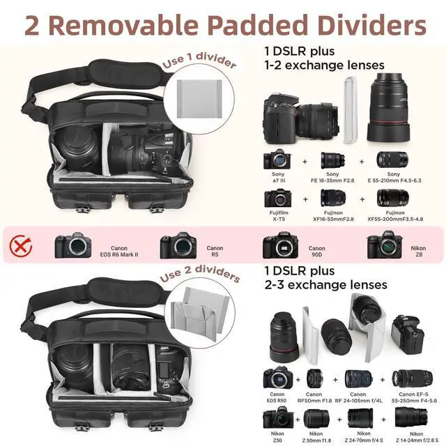 Alt view image 2 of 6 - Camera Sling Bag,DSLR Camera Bag with Tripod Holder,Waterproof Camera Shoulder Crossbody Bag for Photographers (Black)