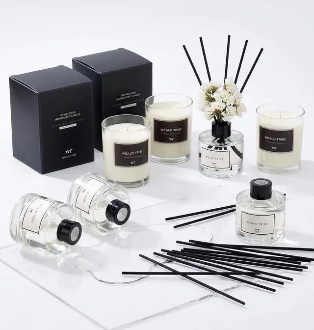 Alt view image 6 of 6 - Real Flower Reed Diffuser Set of 3 for Bathroom Air Fresheners, Oil Defusers | Fresh Linen/Ocean/Eucalyptus & Mint Scent(1.7 fl oz Each Pack) Home Fragrance with 12 Stick | Shelf Decor
