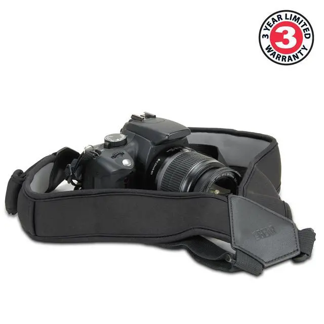 Alt view image 7 of 7 - DSLR Camera Strap Chest Harness with Quick Release Buckles, Black Neoprene Pattern and Accessory Pockets - Compatible with Canon, Nikon, Sony and More Point and Shoot and Mirrorless Cameras