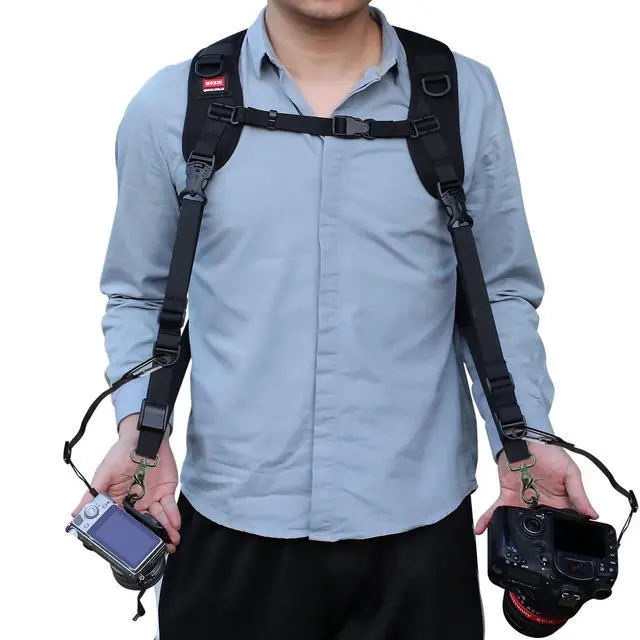 Alt view image 3 of 6 - BATTER MUXIN Camera Strap Double Shoulder Camera Strap Harness Quick Release Adjustable Dual Camera Tether Strap and Safety Tether for DSLR SLR Camera