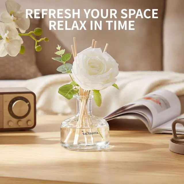 Alt view image 4 of 7 - Reed Diffusers Set, 7.10 oz Flower Scented Diffuser with 7 Sticks, Long Lasting Home Fragrance for 120 Days, Perfect for Bathroom, Shelf Decor, Air Fresheners