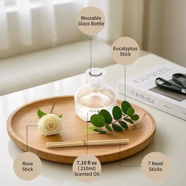 Alt view image 7 of 7 - Reed Diffusers Set, 7.10 oz Flower Scented Diffuser with 7 Sticks, Long Lasting Home Fragrance for 120 Days, Perfect for Bathroom, Shelf Decor, Air Fresheners
