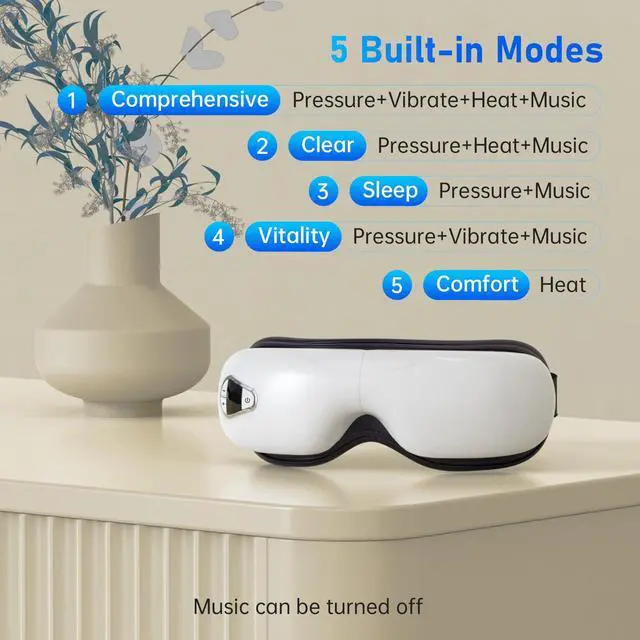 Alt view image 2 of 7 - Eye Massager with Heat and Music. Heated Eye Massage for Migraines.Father's Day Birthday Gifts for Mom Dad Women Men Her Him.Eye Mask Massage.Face Massager Mask