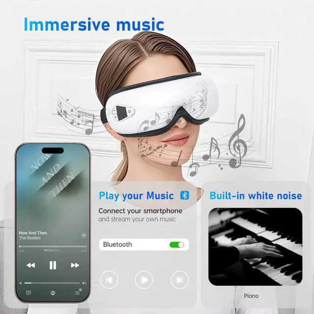 Alt view image 5 of 7 - Eye Massager with Heat and Music. Heated Eye Massage for Migraines.Father's Day Birthday Gifts for Mom Dad Women Men Her Him.Eye Mask Massage.Face Massager Mask