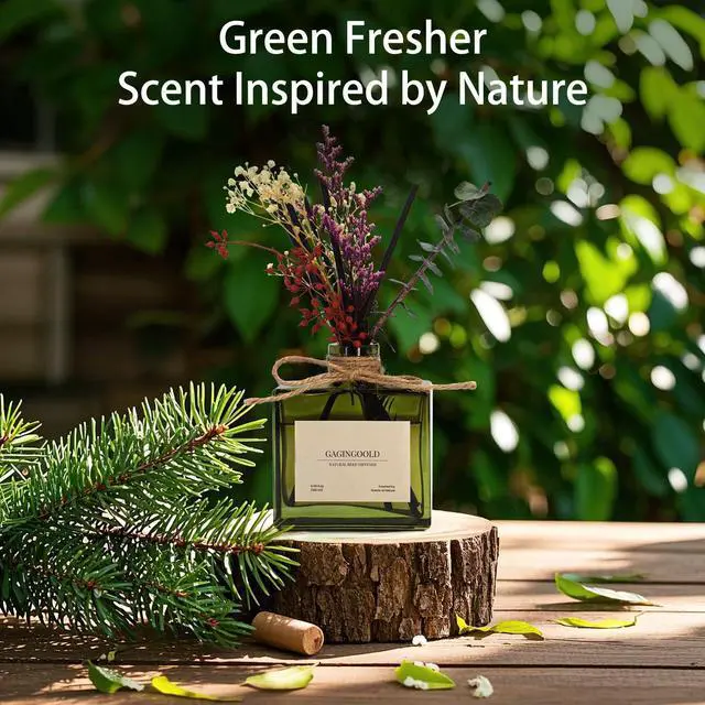 Alt view image 4 of 7 - Reed Diffuser, 6.09 oz Earthy Sandalwood Scent Diffuser with Sticks & Dried Flowers, 120 Days Long Lasting diffusers for Home, Elegant Fragrance for Bathroom Bedroom Office Decor Air Fresh