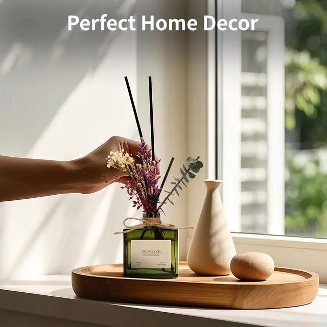 Alt view image 5 of 7 - Reed Diffuser, 6.09 oz Earthy Sandalwood Scent Diffuser with Sticks & Dried Flowers, 120 Days Long Lasting diffusers for Home, Elegant Fragrance for Bathroom Bedroom Office Decor Air Fresh