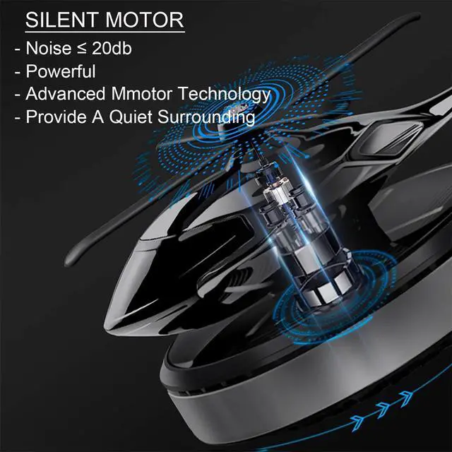 Alt view image 4 of 7 - Car Air Freshener, Helicopter Solar Powered Al Alloy Diffuser, Home & Car Interior Décor | Silver