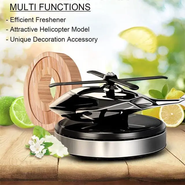Alt view image 5 of 7 - Car Air Freshener, Helicopter Solar Powered Al Alloy Diffuser, Home & Car Interior Décor | Silver